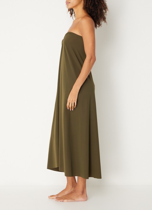 Sarda Lita maxi strandrok met cut-out detail - voorkant 4 olijfgroen