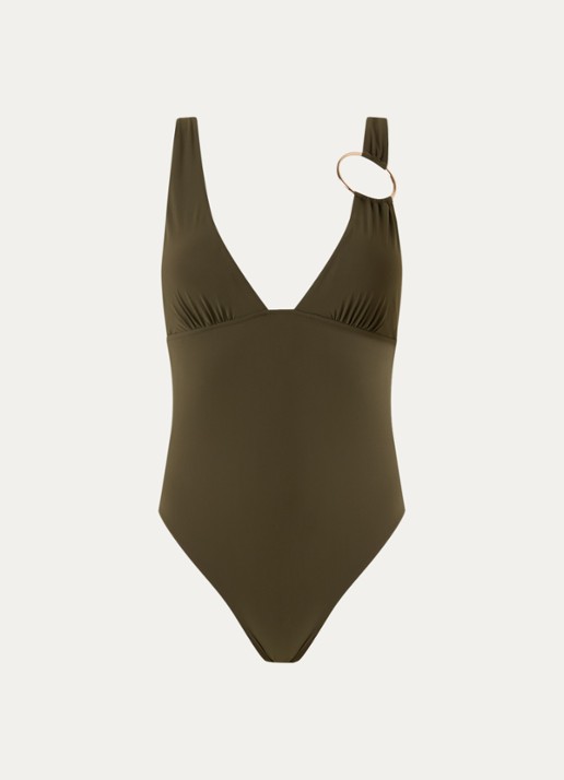 Sarda Lita voorgevormd badpak met cut-out detail - voorkant olijfgroen