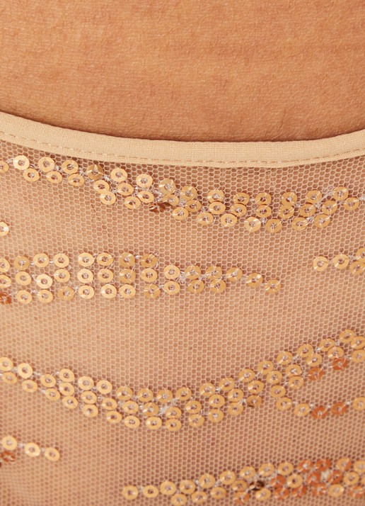 Sarda Milhon string van mesh met pailletten - detail 3 beige
