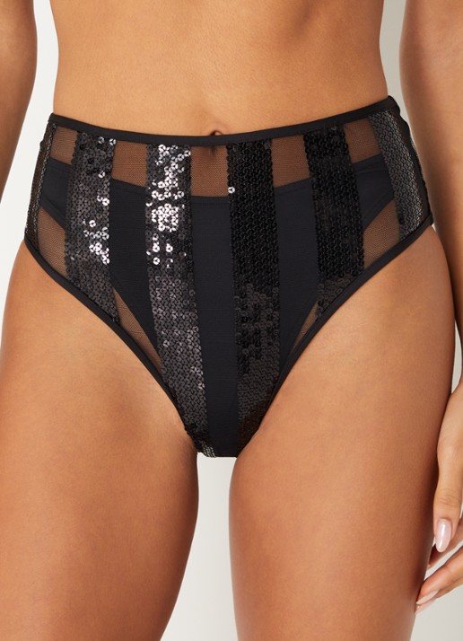 Sarda Sha hipster bikinislip met overlay van mesh