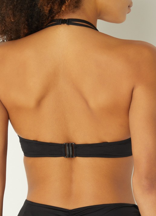 Sarda Sha voorgevormde triangel bikinitop met overlay van mesh - detail 2 zwart