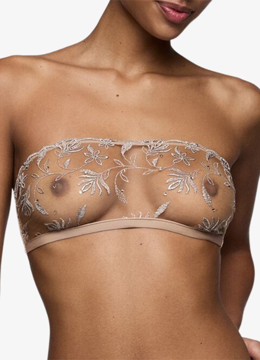 Sarda Shay strapless bh van mesh - detail zilver