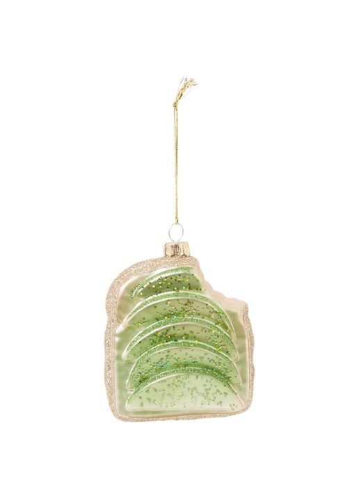 Sass & Belle Avocado Toast kersthanger 12 cm - voorkant groen