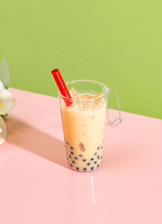 Sass & Belle Bubble Tea kersthanger 10,2 cm - voorkant 2 abrikoos