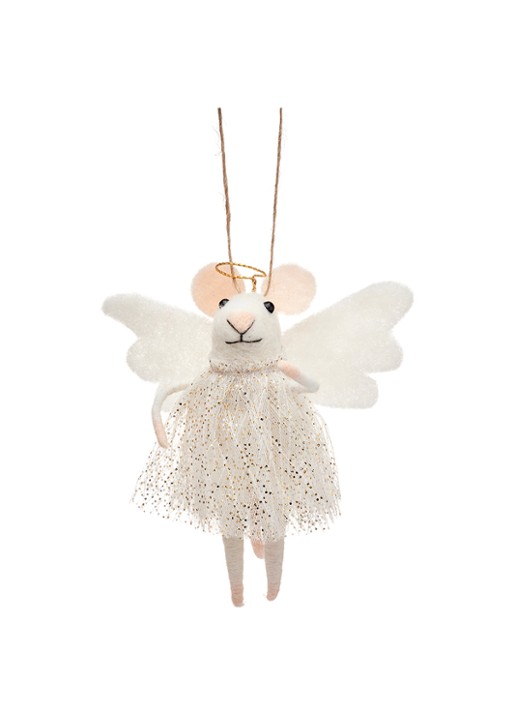 Sass & Belle Engel Muis kersthanger 7 cm