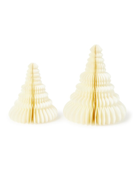 Sass & Belle Honeycomb Boom ornament set van 2 - voorkant ivoor