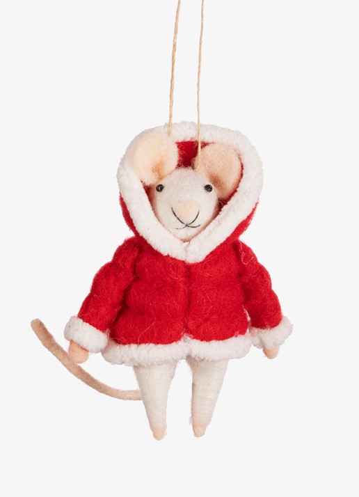 Sass & Belle Muis in Puffer Jack kersthanger 12 cm