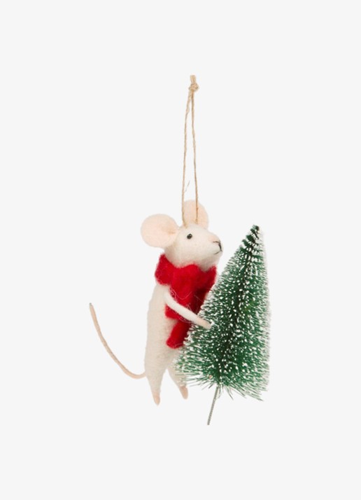 Sass & Belle Muis met Boom kersthanger 11 cm