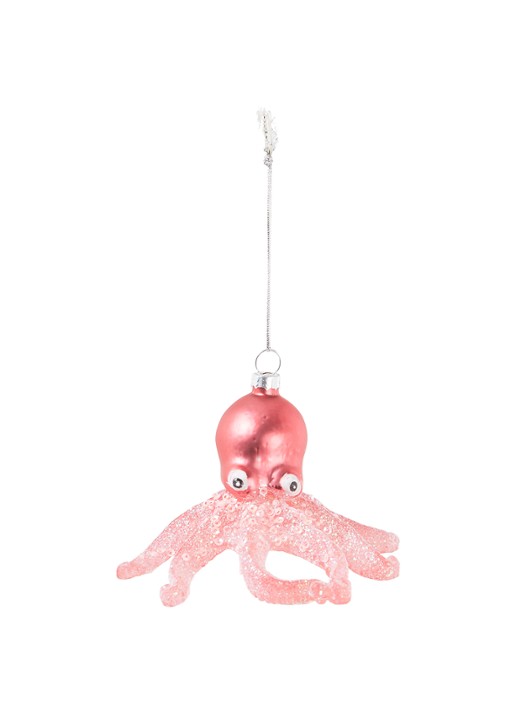 Sass & Belle Pink Glitter Octopus Shaped Bauble 12,5 cm