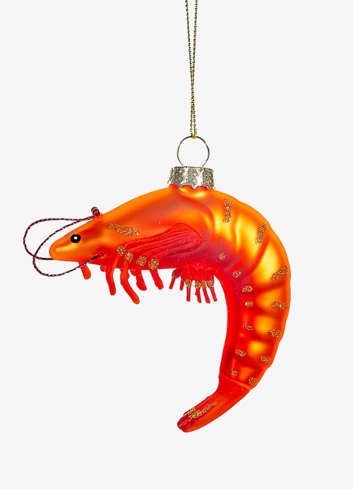 Sass & Belle Reuzengarnaal kersthanger 8,5 cm - voorkant rood