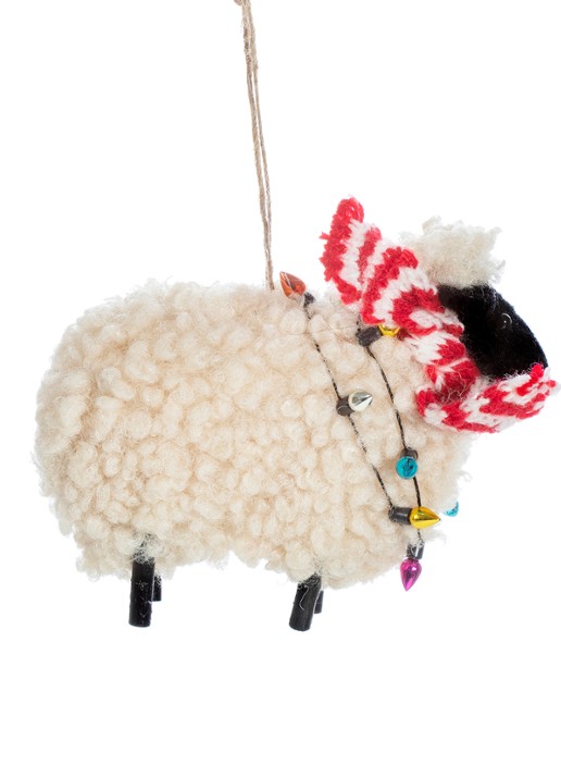 Sass & Belle Schaap met Sjaal kersthanger 12 cm