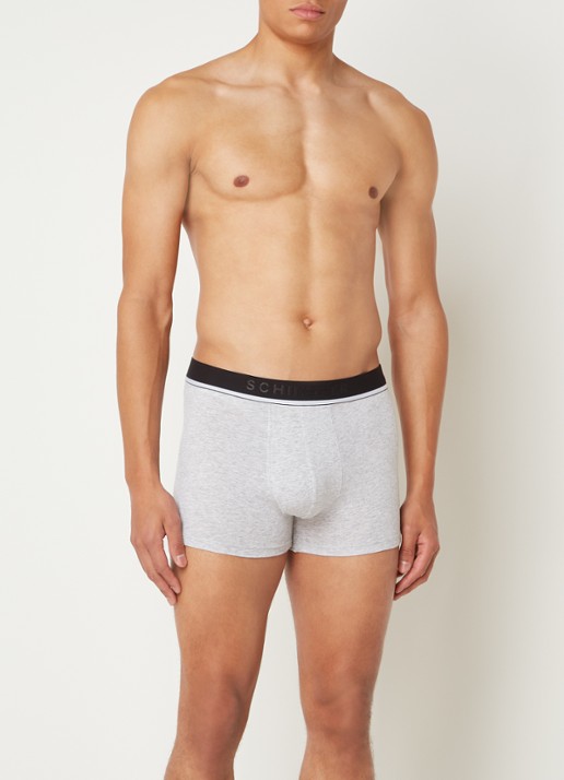 Schiesser Boxershorts met logoband in 3-pack - voorkant 3 grijs