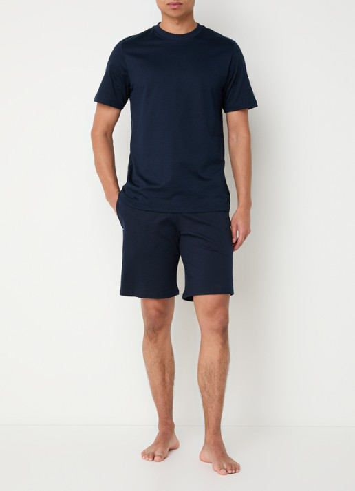 Schiesser Pyjamatop van  katoen - voorkant 2 donkerblauw