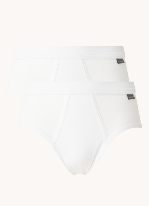 Schiesser Slip van katoen in 2-pack - voorkant 3 wit