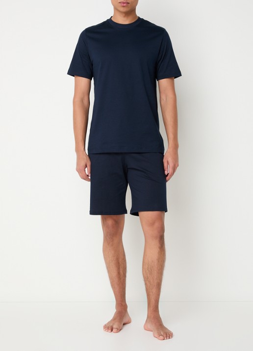 Schiesser Straight fit korte pyjamabroek met steekzakken - voorkant 4 donkerblauw