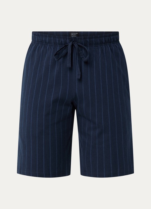 Schiesser Straight fit korte pyjamabroek met steekzakken - voorkant 3 blauw