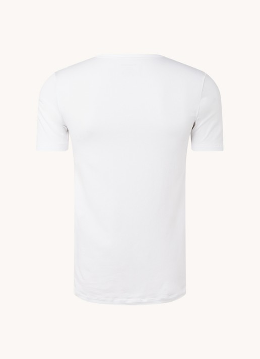 Schiesser T-shirt van  katoen met V-hals in 2-pack - achterkant wit