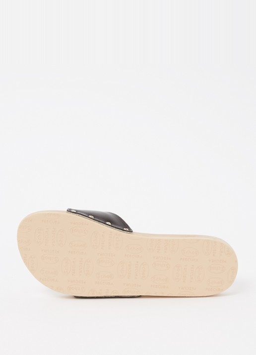 Scholl Persura slipper van leer - detail 5 zwart