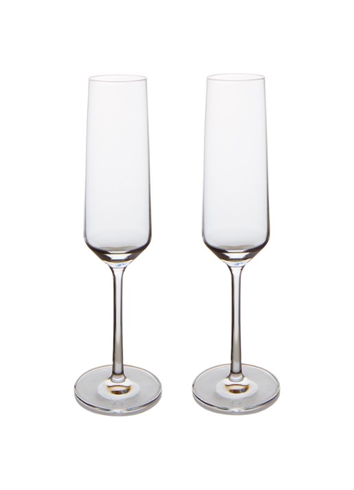 Schott Zwiesel Pure champagneglas 21,5 cl set van 2 - voorkant 2 transparant