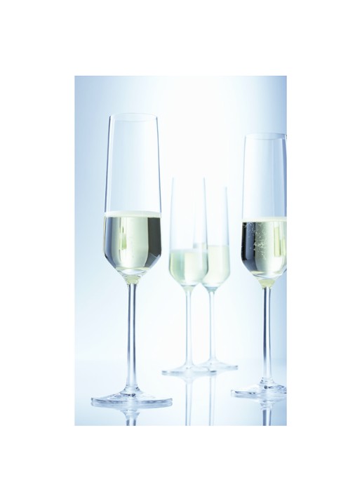 Schott Zwiesel Pure champagneglas 21,5 cl set van 2 - voorkant 3 transparant