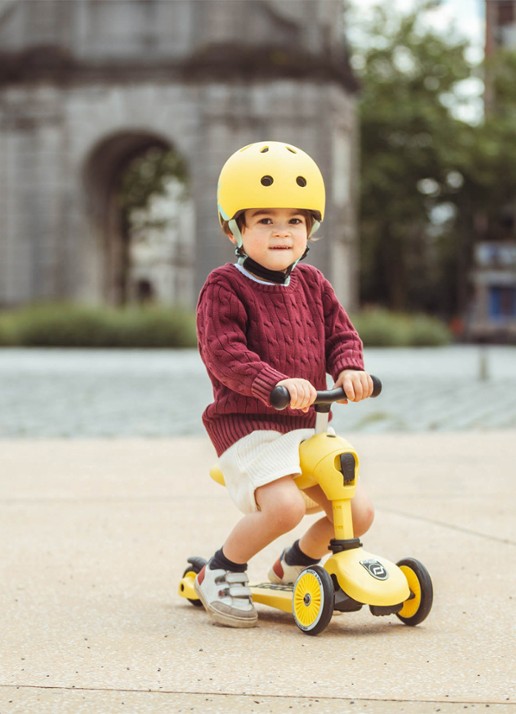 Scoot&Ride Highwaykick 1 loopfiets en step - voorkant 2 geel