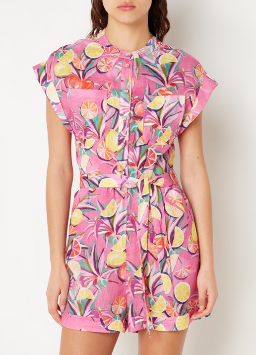Scotch & Soda Loose fit jumpsuit van linnen met print