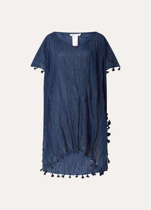 Seafolly Amnesia kaftan van katoen - voorkant indigo