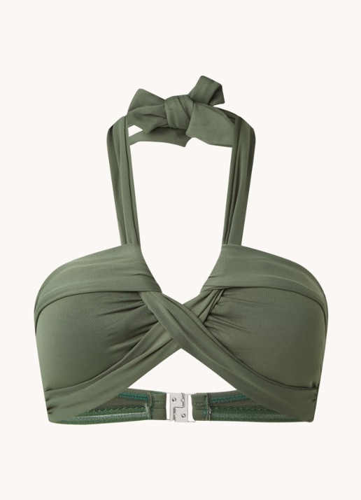 Seafolly Bandeau bikinitop met geknoopt detail - voorkant 2 olijfgroen