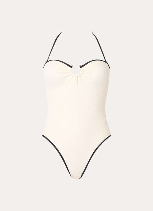 Seafolly Beach Bound bandeau badpak met afneembare bandjes - voorkant 5 creme