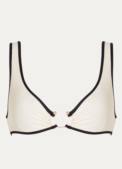 Seafolly Beach Bound bikinitop met uitneembare vulling en structuur - voorkant 2 gebroken wit