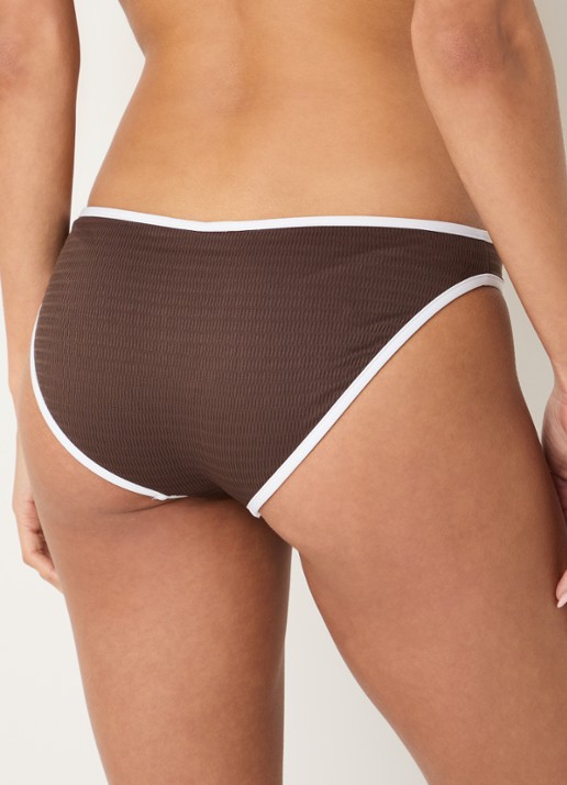 Seafolly Bikinislip met structuur - achterkant 3 chocoladebruin