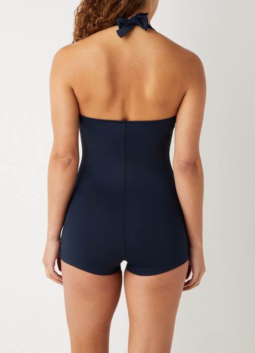 Seafolly Boyleg voorgevormd badpak met plooidetail - achterkant 4 donkerblauw