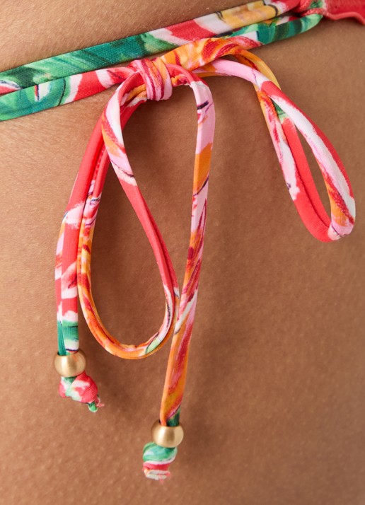 Seafolly Brazilian bikinislip met bloemenprint - detail 3 koraalrood