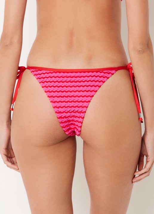 Seafolly Brazilian bikinislip met structuur - achterkant 5 roze