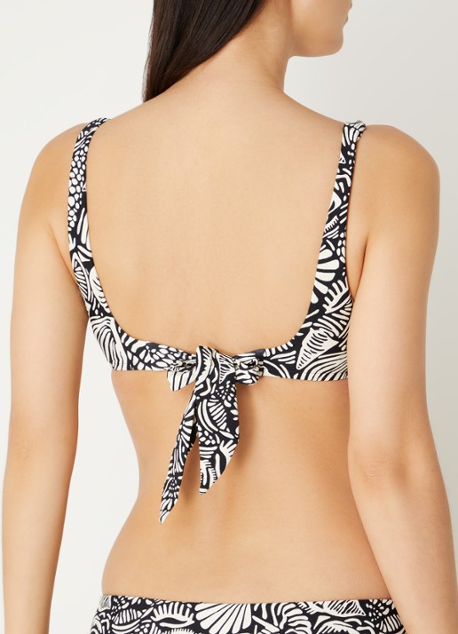Seafolly C Shells voorgevormde bikinitop met uitneembare vulling en print - achterkant zwart