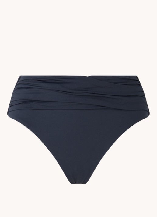 Seafolly Collective high waisted bikinislip met plooidetail - voorkant 2 donkerblauw