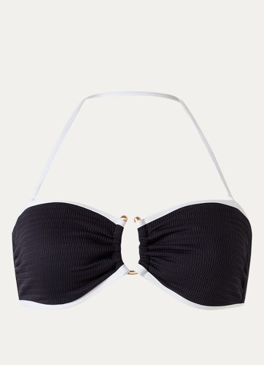 Seafolly Halter bikinitop met ribstructuur - voorkant 4 zwart