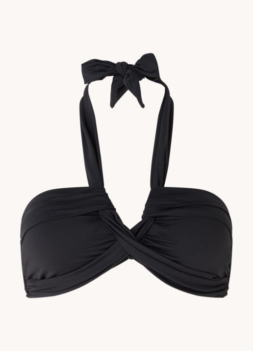 Seafolly Halter voorgevormde bandeau bikinitop  - voorkant 3 zwart