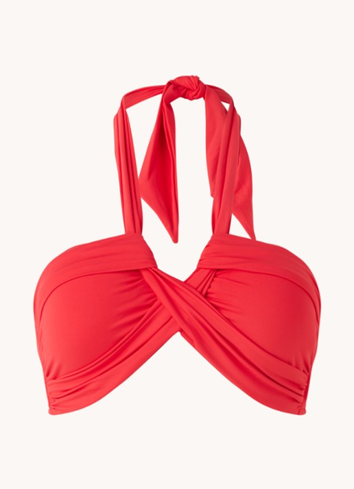 Seafolly Halter voorgevormde bandeau bikinitop  - voorkant steenrood