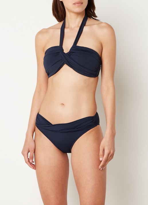 Seafolly Halter voorgevormde bandeau bikinitop  - voorkant 3 donkerblauw