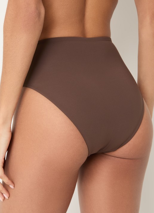 Seafolly High waisted bikinislip met plooidetail - achterkant 3 chocoladebruin