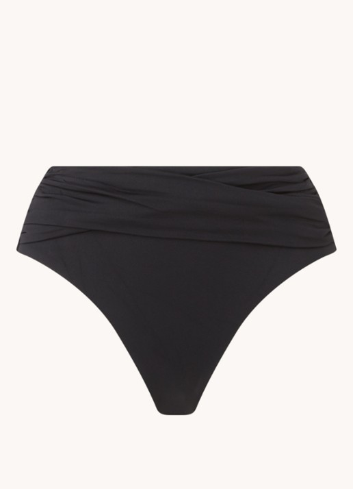 Seafolly High waisted bikinislip met plooidetail - voorkant 3 zwart