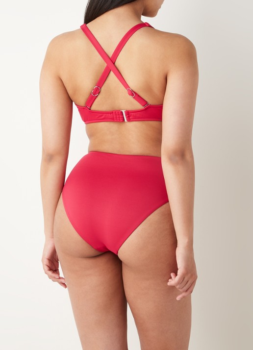 Seafolly High waisted bikinislip met plooidetail - achterkant 2 steenrood