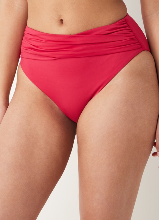 Seafolly High waisted bikinislip met plooidetail - detail steenrood