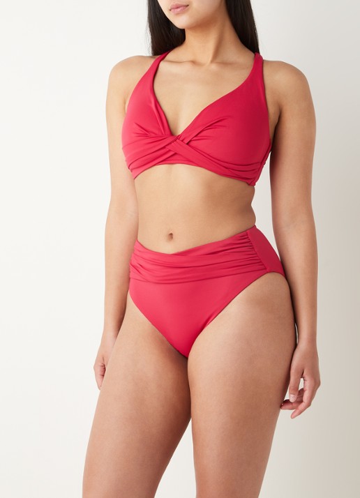 Seafolly High waisted bikinislip met plooidetail - voorkant 4 steenrood