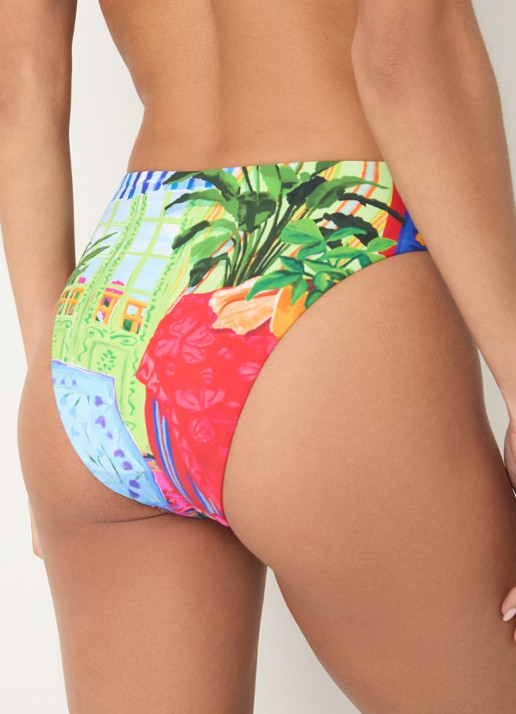 Seafolly La Boca high waisted bikinislip met print - achterkant 5 blauw