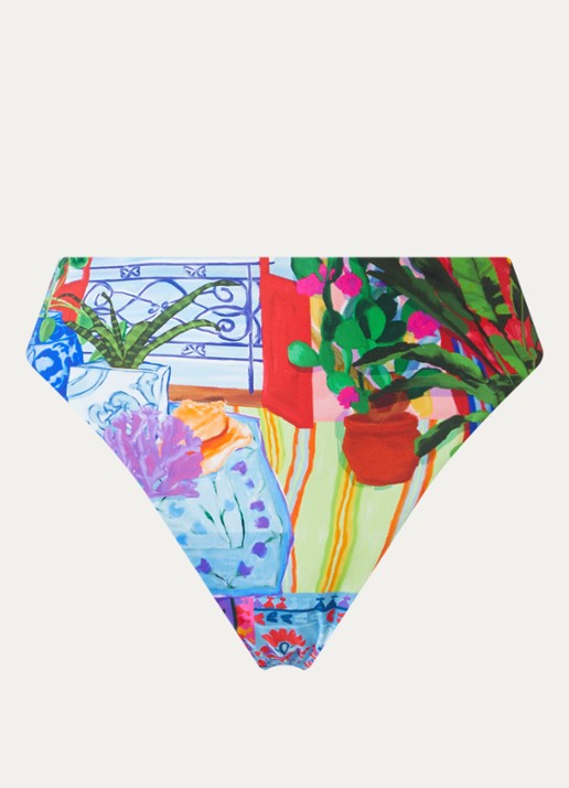 Seafolly La Boca high waisted bikinislip met print - voorkant 3 blauw