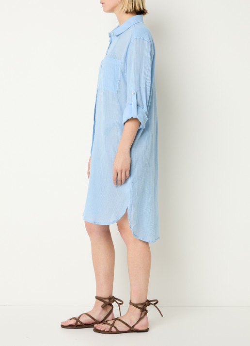 Seafolly Mini blousejurk met borstzakken - voorkant 3 lichtblauw
