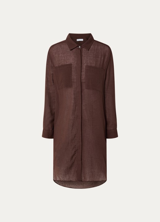 Seafolly Mini blousejurk met borstzakken - voorkant 3 hazelnootbruin