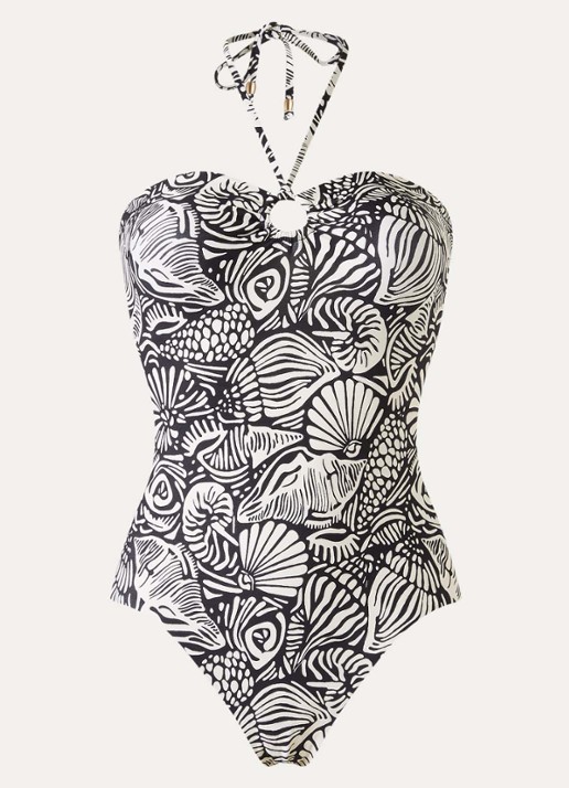 Seafolly Palermo voorgevormd bandeau badpak met uitneembare vulling - voorkant 5 zwart